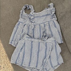 United Colors Of Benetton Blue and White Striped Kids Shorts